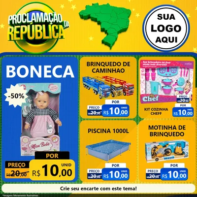 Modelo de Rede Social para Feed Facebook com o tema Proclamação da República para Brinquedos