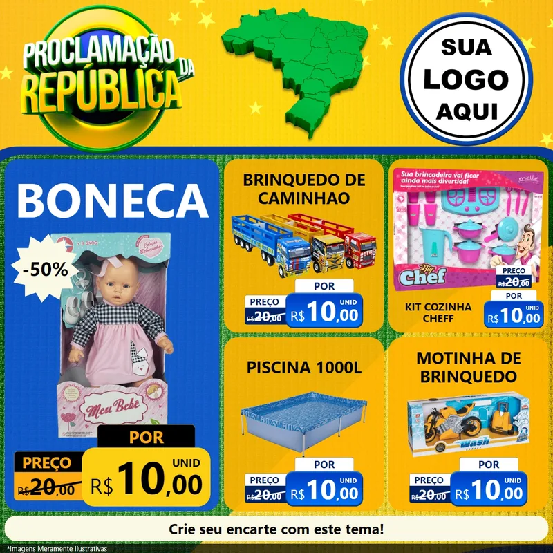 Modelo de Rede Social para Feed Facebook com o tema Proclamação da República para Brinquedos