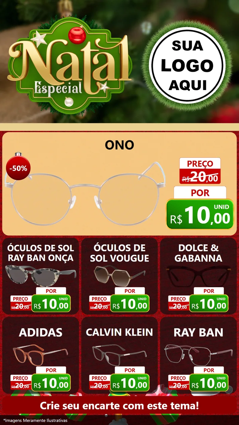 Modelo de Rede Social para Stories com o tema Natal Especial para Óticas