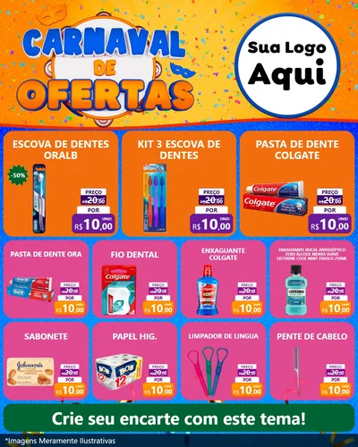 Modelo de Rede Social para Feed Instagram com o tema Carnaval de Ofertas para Higiene Pessoal