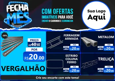 Modelo de Encarte para Encarte A4 Horizontal com o tema Fecha Mês para Ferragens