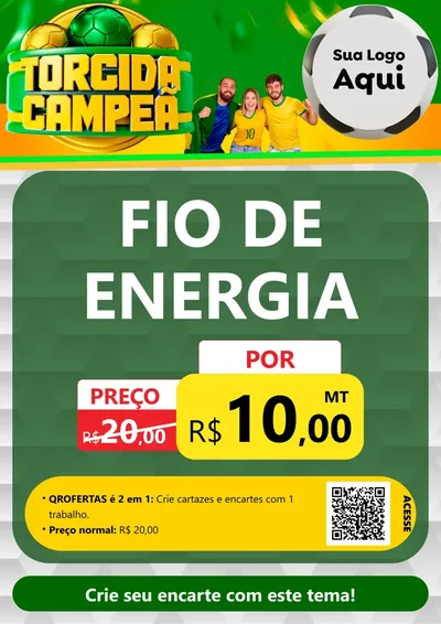 Modelo de Cartaz para Cartaz A4 Vertical com o tema Torcida Campeã - Copa para Materiais Elétricos