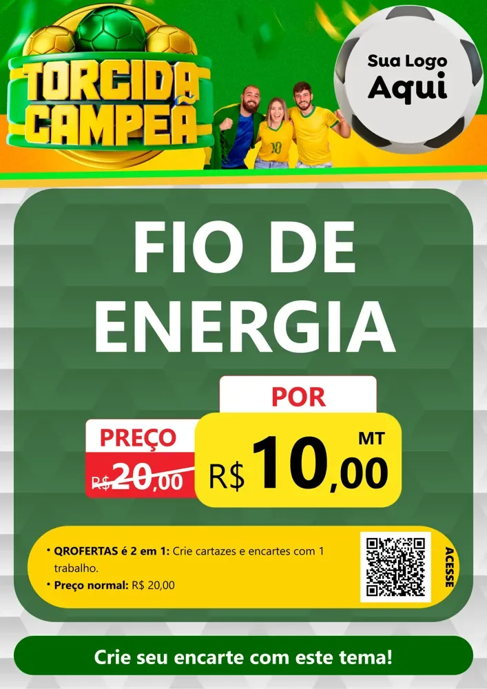 Modelo de Cartaz para Cartaz A4 Vertical com o tema Torcida Campeã - Copa para Materiais Elétricos