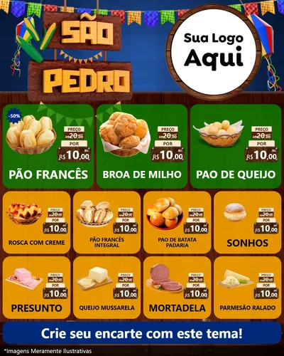 Modelo de Rede Social para Feed Instagram com o tema São Pedro para Padaria