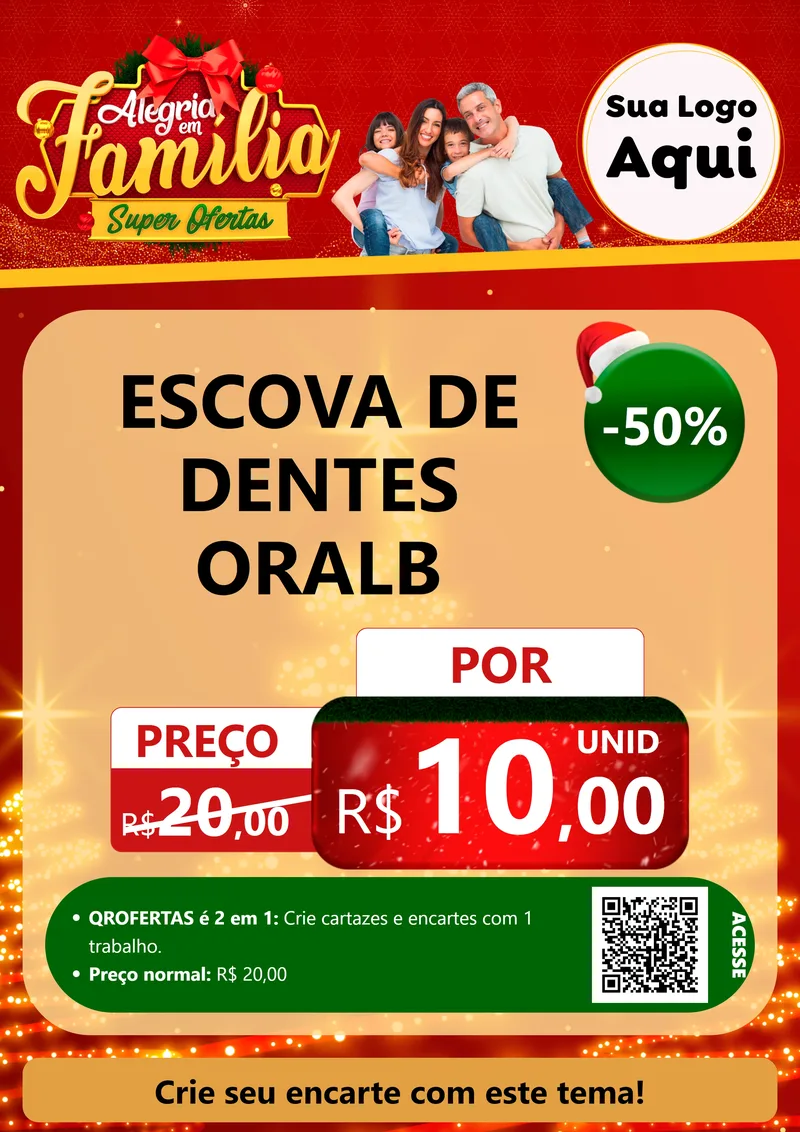 Modelo de Cartaz para Cartaz A4 Vertical com o tema Alegria em Família Super Ofertas - Natal para Higiene Pessoal