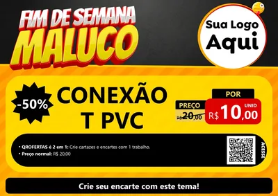 Modelo de Cartaz para Cartaz A4 Horizontal com o tema Final de Semana Maluco para Tubos e conexões