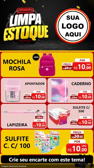 Modelo de TV para TV Vertical com o tema Operação Limpa Estoque para Papelaria