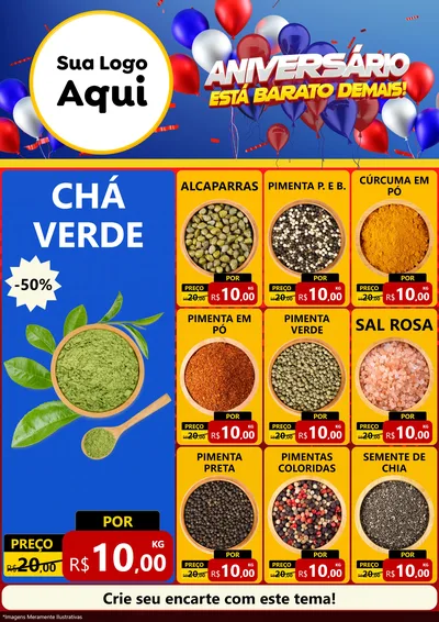 Modelo de Encarte para Encarte A4 Vertical com o tema Aniversário para Produtos Naturais