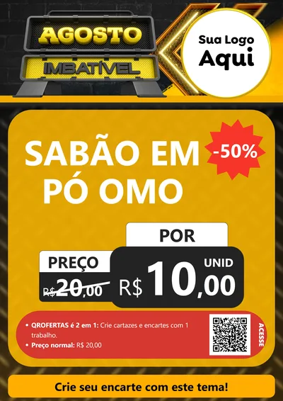 Modelo de Cartaz para Cartaz A4 Vertical com o tema Agosto Imbatível para Produtos de Limpeza