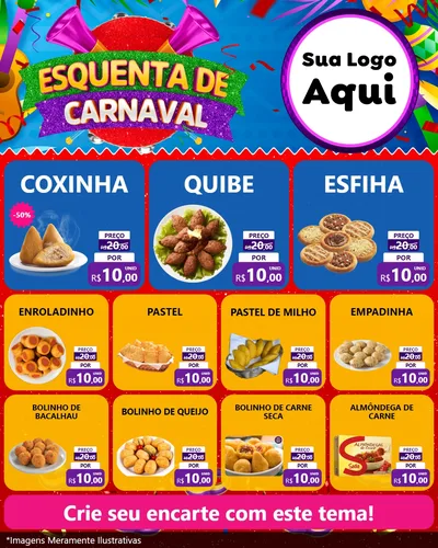 Modelo de Rede Social para Feed Instagram com o tema Esquenta de Carnaval para Salgadaria