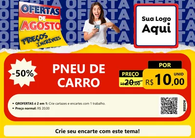 Modelo de Cartaz para Cartaz A4 Horizontal com o tema Ofertas de Agosto - Preços Incríveis para Auto peças