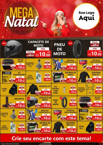 Modelo de Encarte para Encarte A4 Vertical com o tema Mega Natal para Moto peças