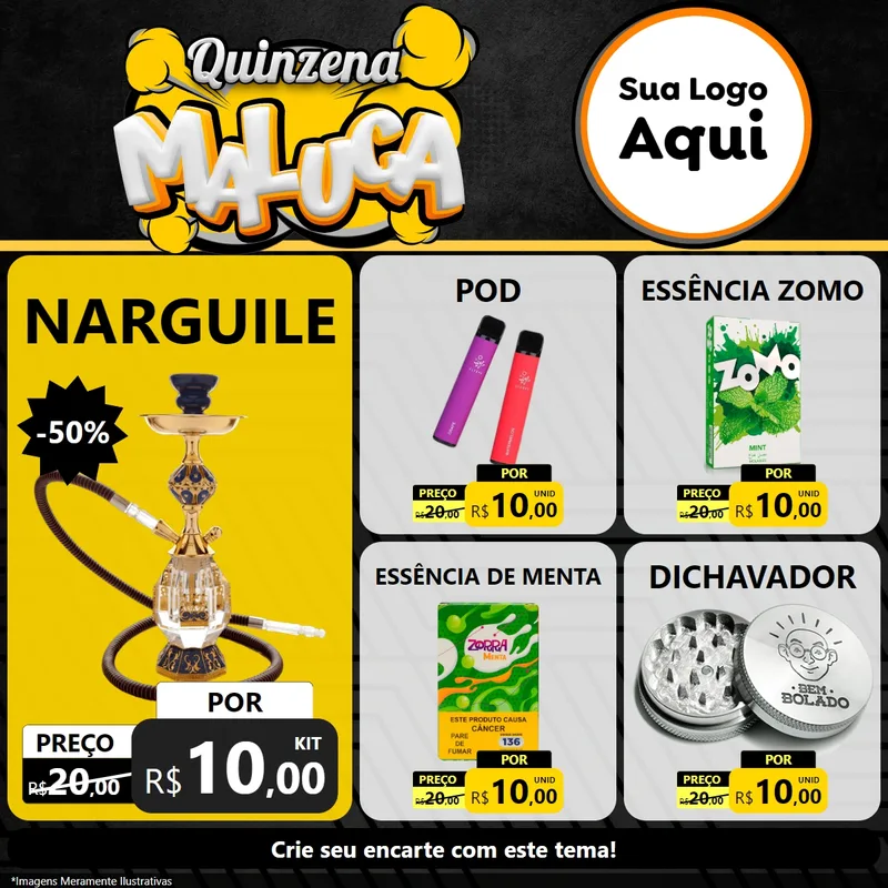 Modelo de Rede Social para Feed Facebook com o tema Quinzena Maluca para Tabacaria