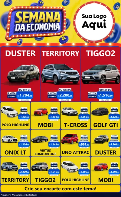 Modelo de Encarte para Encarte Grande com o tema Semana da Economia para Concessionaria de Carros
