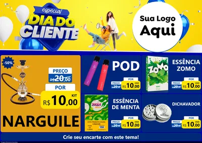 Modelo de Encarte para Encarte A4 Horizontal com o tema Especial Dia do Cliente para Tabacaria