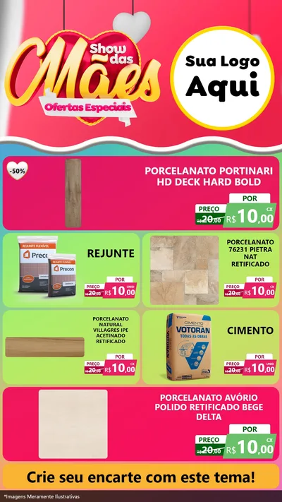 Modelo de TV para TV Vertical com o tema Show das Mães - Ofertas Especiais para Pisos e revestimentos