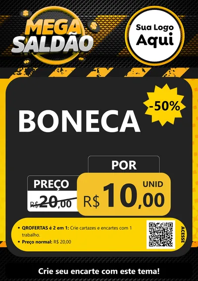 Modelo de Cartaz para Cartaz A4 Vertical com o tema Mega Saldão para Brinquedos