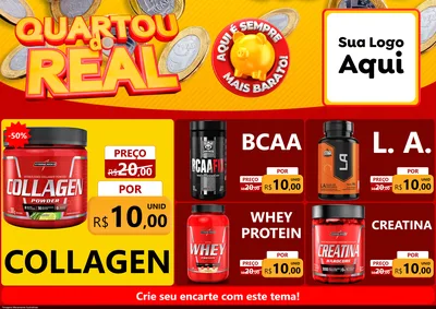 Modelo de Encarte para Encarte A4 Horizontal com o tema Quartou do Real para Suplementos alimentares