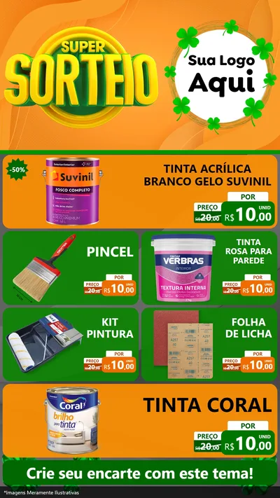 Modelo de TV para TV Vertical com o tema Super Sorteio para Tintas e Ferramentas