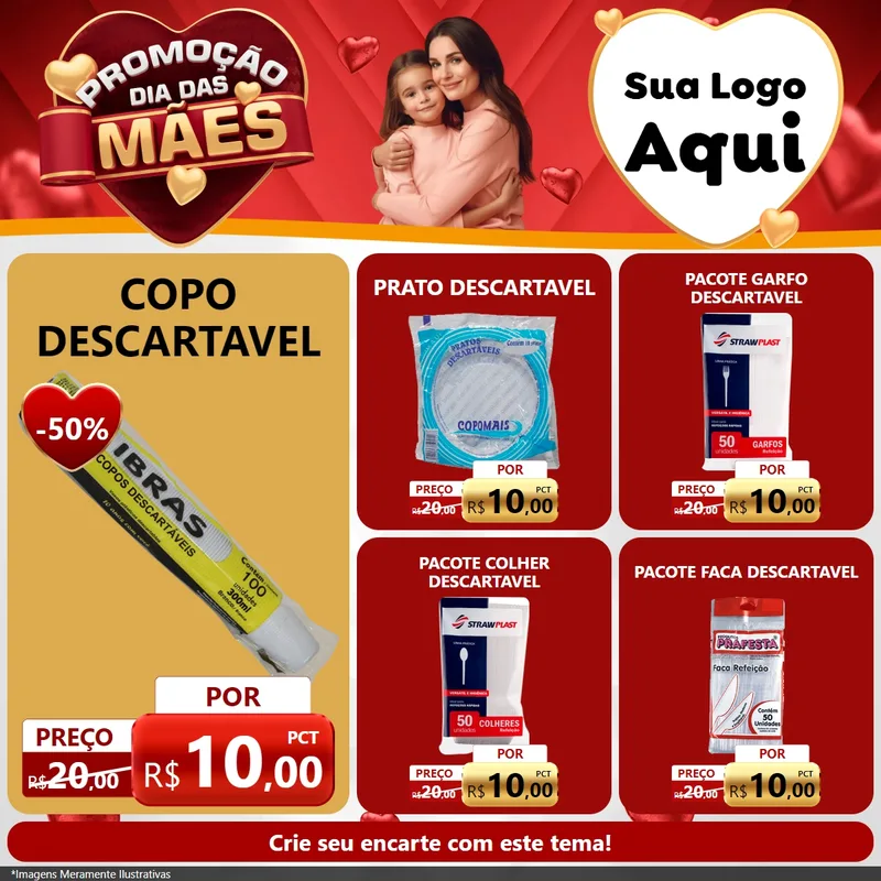 Modelo de Rede Social para Feed Facebook com o tema Promoção Dia das Mães para Embalagens