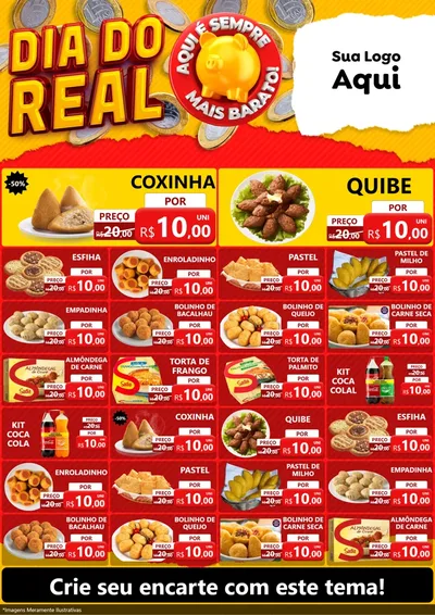 Modelo de Encarte para Encarte A4 Vertical com o tema Dia Do Real para Salgadaria