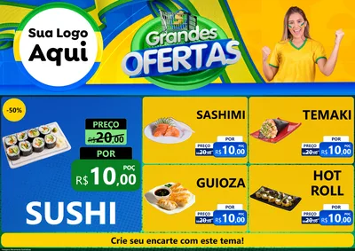 Modelo de Encarte para Encarte A4 Horizontal com o tema Grandes Ofertas para Comida japonesa