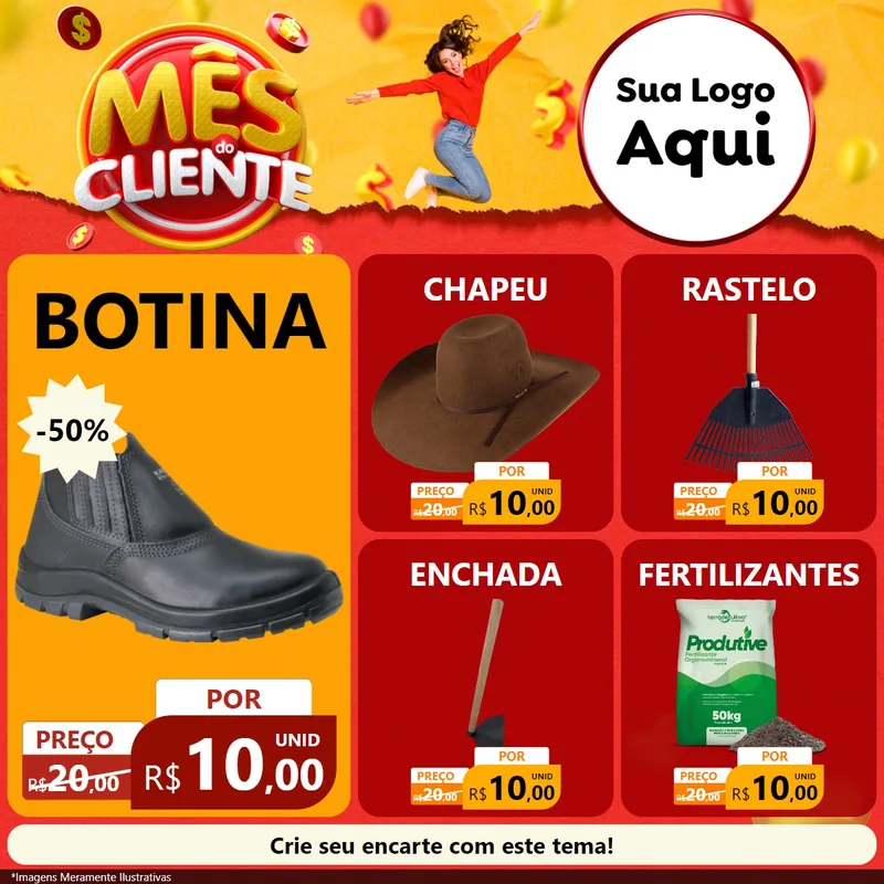 Modelo de Rede Social para Feed Facebook com o tema Mês do Cliente para Agropecuária