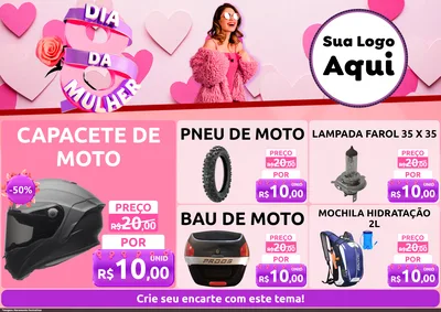 Modelo de Encarte para Encarte A4 Horizontal com o tema Dia da Mulher para Moto peças