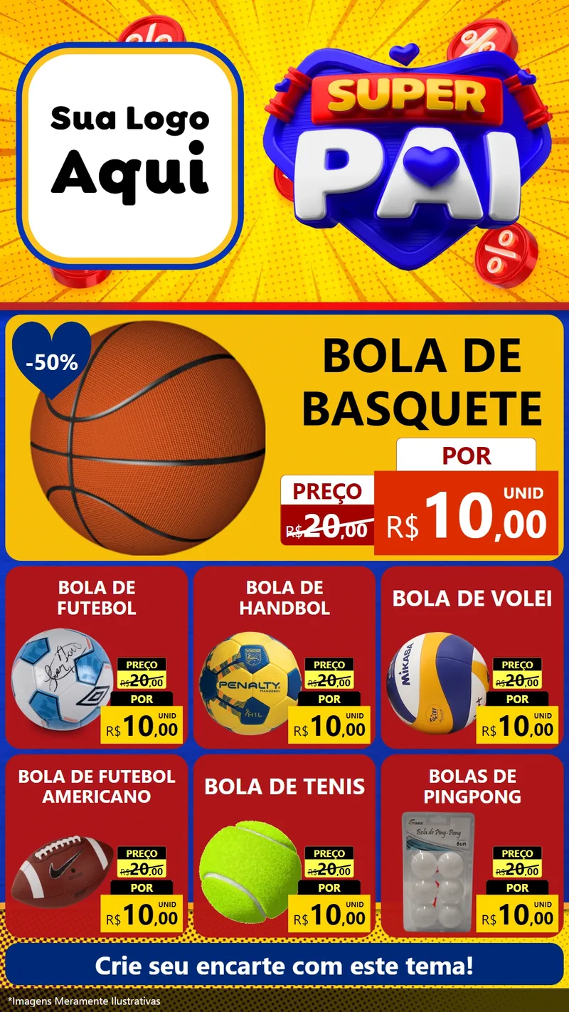 Modelo de Rede Social para Stories com o tema Super Pai para Artigos Esportivos