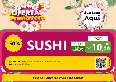 Modelo de Cartaz para Cartaz A4 Horizontal com o tema Ofertas de Primavera para Comida japonesa