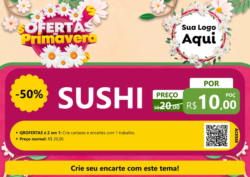 Modelo de Cartaz para Cartaz A4 Horizontal com o tema Ofertas de Primavera para Comida japonesa