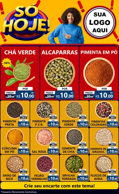 Modelo de Encarte para Encarte Grande com o tema Só Hoje! para Produtos Naturais