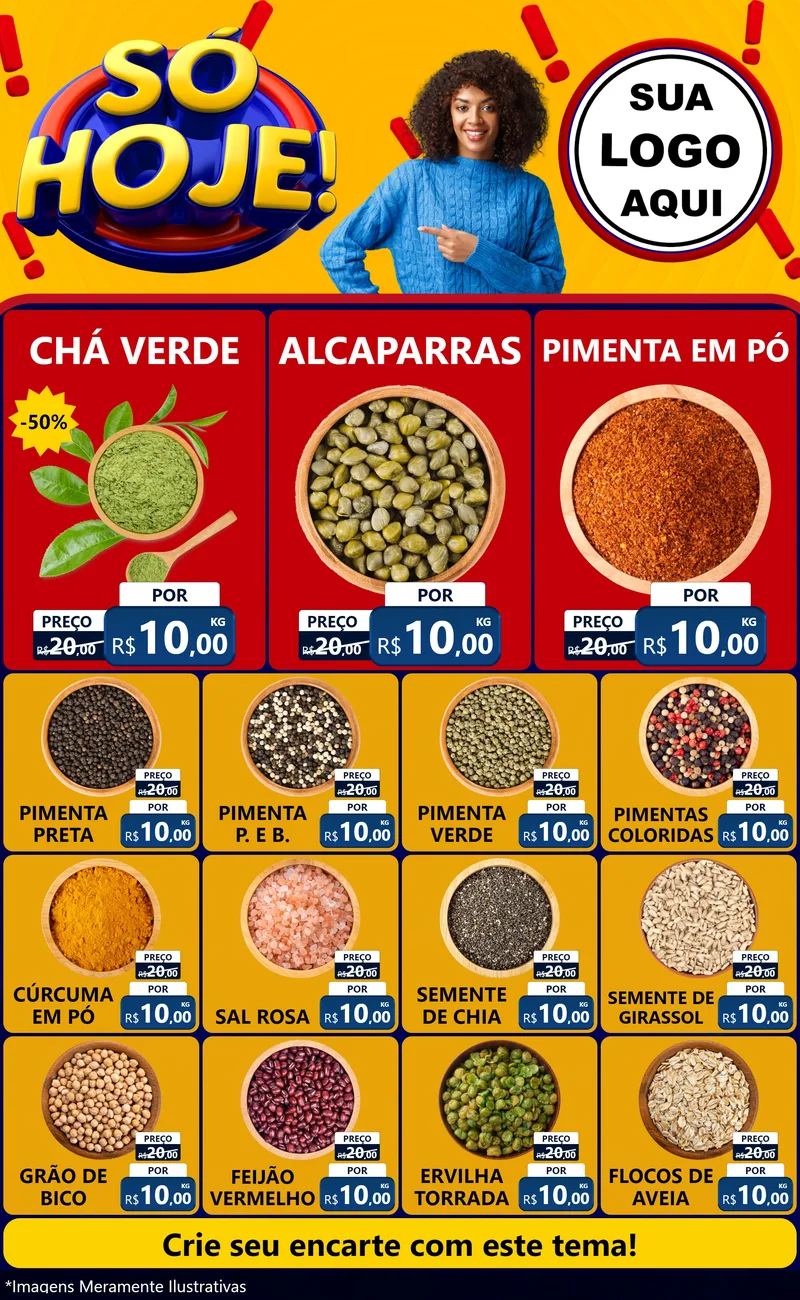 Modelo de Encarte para Encarte Grande com o tema Só Hoje! para Produtos Naturais