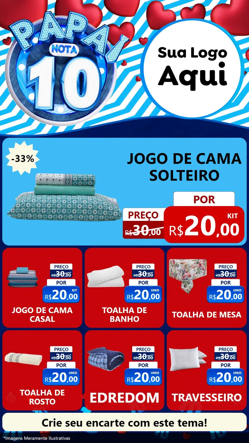 Modelo de Rede Social para Stories com o tema Papai Nota 10 para Cama, Mesa e Banho