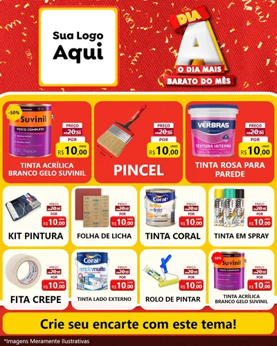 Modelo de Rede Social para Feed Instagram com o tema Dia A o Dia Mais Barato do Mês para Tintas e Ferramentas