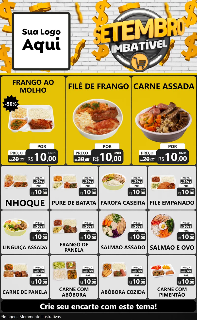 Modelo de Encarte para Encarte Grande com o tema Setembro Imbatível para Restaurante