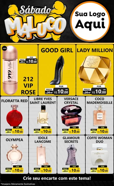 Modelo de Encarte para Encarte Grande com o tema Sábado Maluco para Perfumes