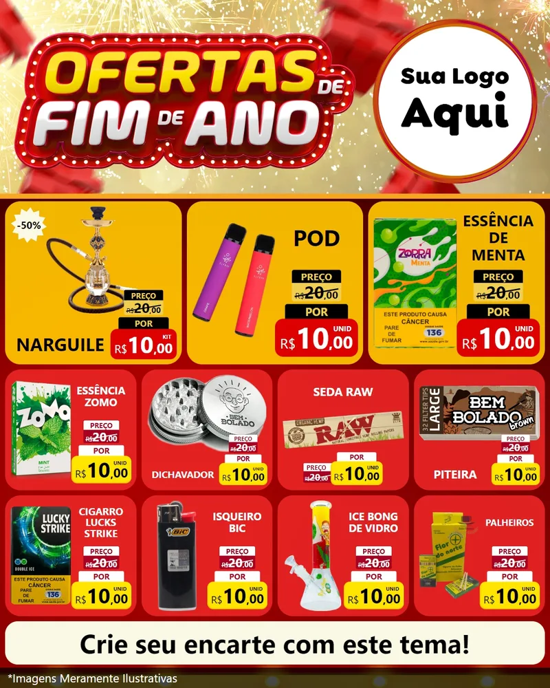Modelo de Rede Social para Feed Instagram com o tema Ofertas de Fim de Ano para Tabacaria