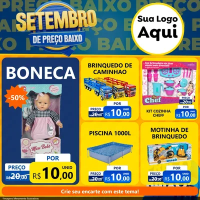 Modelo de Rede Social para Feed Facebook com o tema Setembro De Preço Baixo para Brinquedos