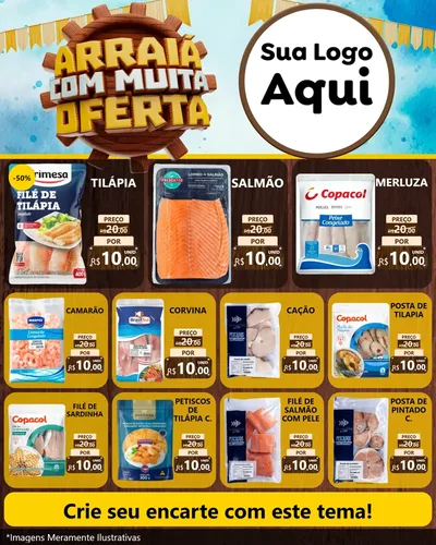 Modelo de Rede Social para Feed Instagram com o tema Ofertas de São João - Junina para Peixaria