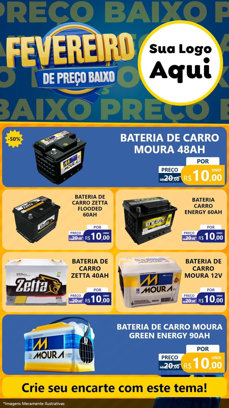 Modelo de TV para TV Vertical com o tema Fevereiro de Preço Baixo para Baterias Elétricas