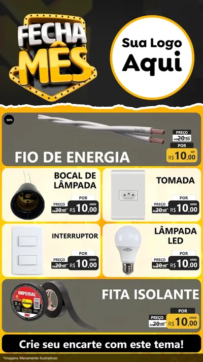 Modelo de TV para TV Vertical com o tema Fecha Mês para Materiais Elétricos