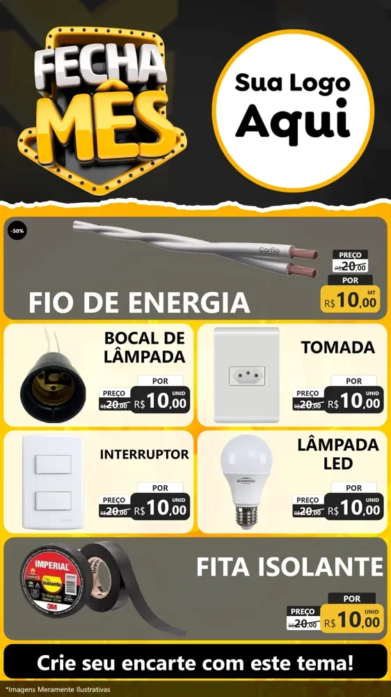 Modelo de TV para TV Vertical com o tema Fecha Mês para Materiais Elétricos