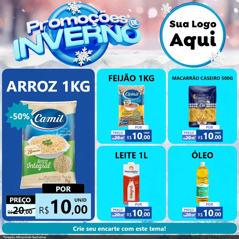 Modelo de Rede Social para Feed Facebook com o tema Promoções de Inverno para Supermercado