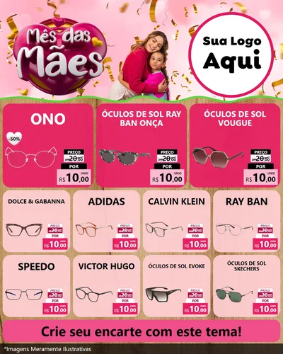 Modelo de Rede Social para Feed Instagram com o tema Mês das Mães para Óticas