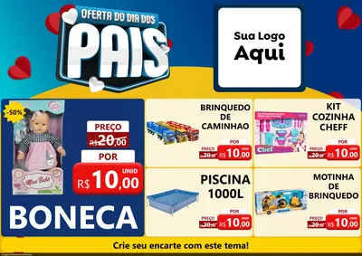Modelo de Encarte para Encarte A4 Horizontal com o tema Oferta Do Dia Dos Pais para Brinquedos