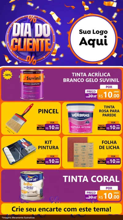 Modelo de TV para TV Vertical com o tema Dia do Cliente para Tintas e Ferramentas