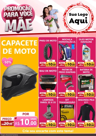 Modelo de Encarte para Encarte A4 Vertical com o tema Promoção Para Você Mãe para Moto peças