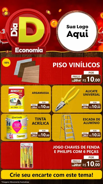 Modelo de TV para TV Vertical com o tema Dia D Economia para Material para Construção
