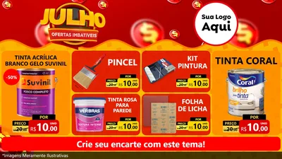 Modelo de TV para TV Horizontal com o tema Julho Ofertas Imbatíveis para Tintas e Ferramentas